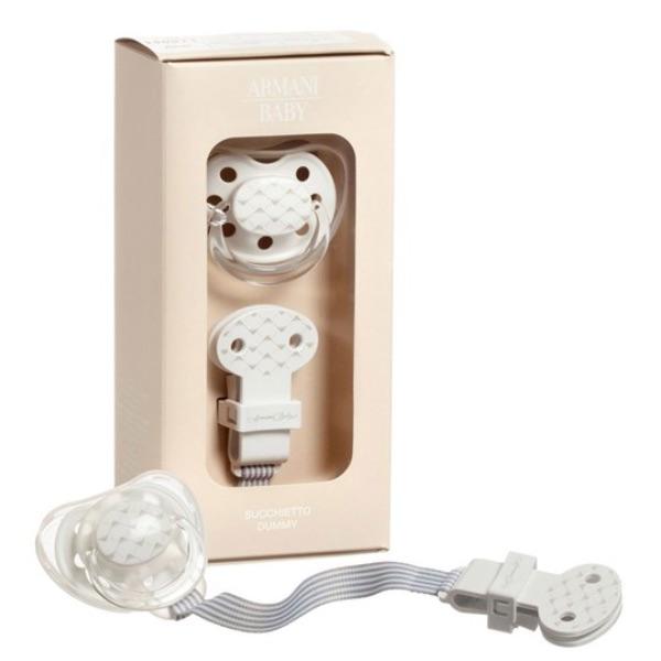 Armani Baby, White Dummy and Clip Set - Pacifier box - Bmini | Design for Kids